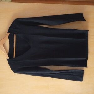 Ambiance V-Neck Long Sleeve Tee - Black